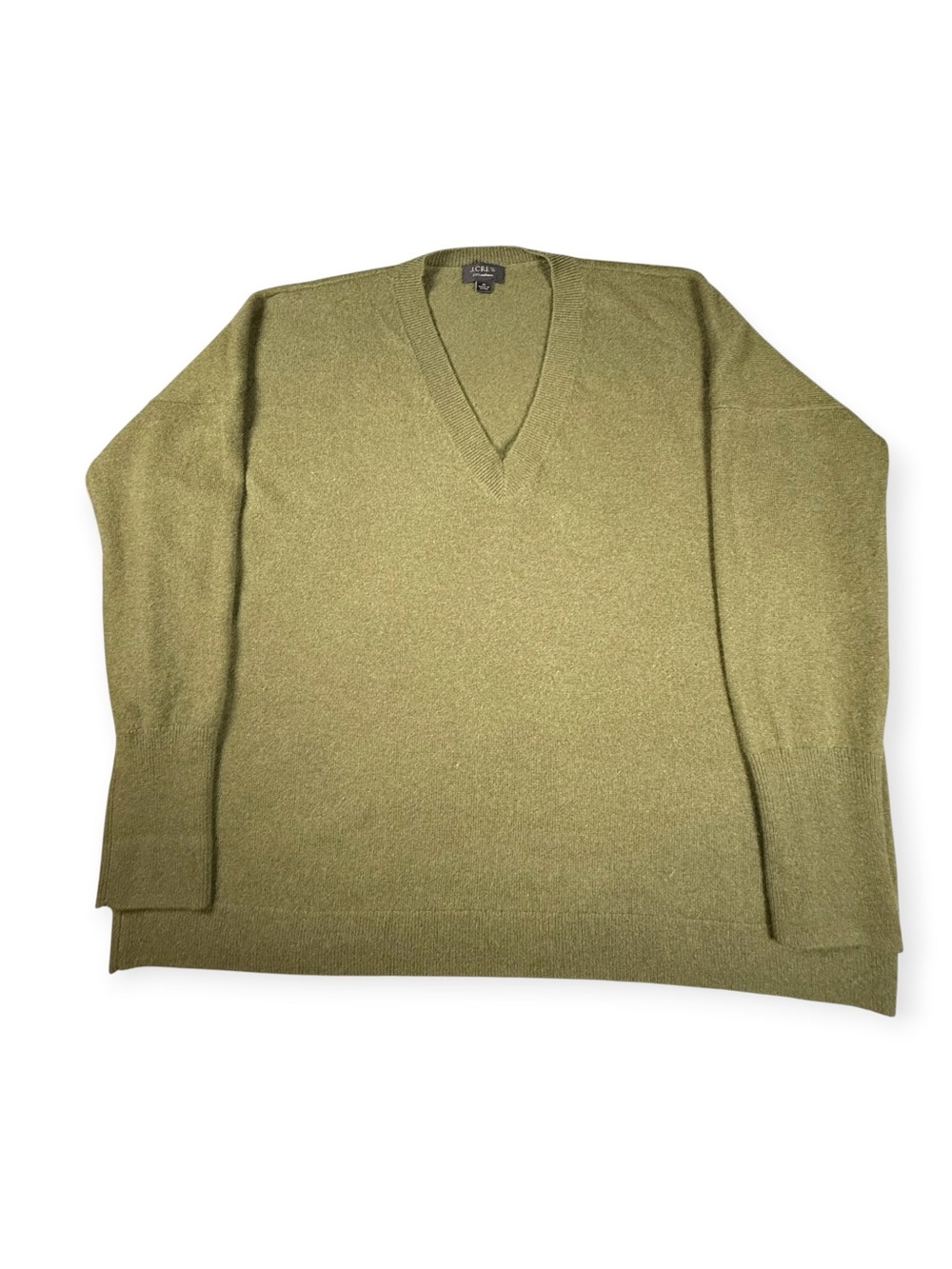 J.Crew Cashmere V-Neck Boyfriend Sweater / Green / Medium